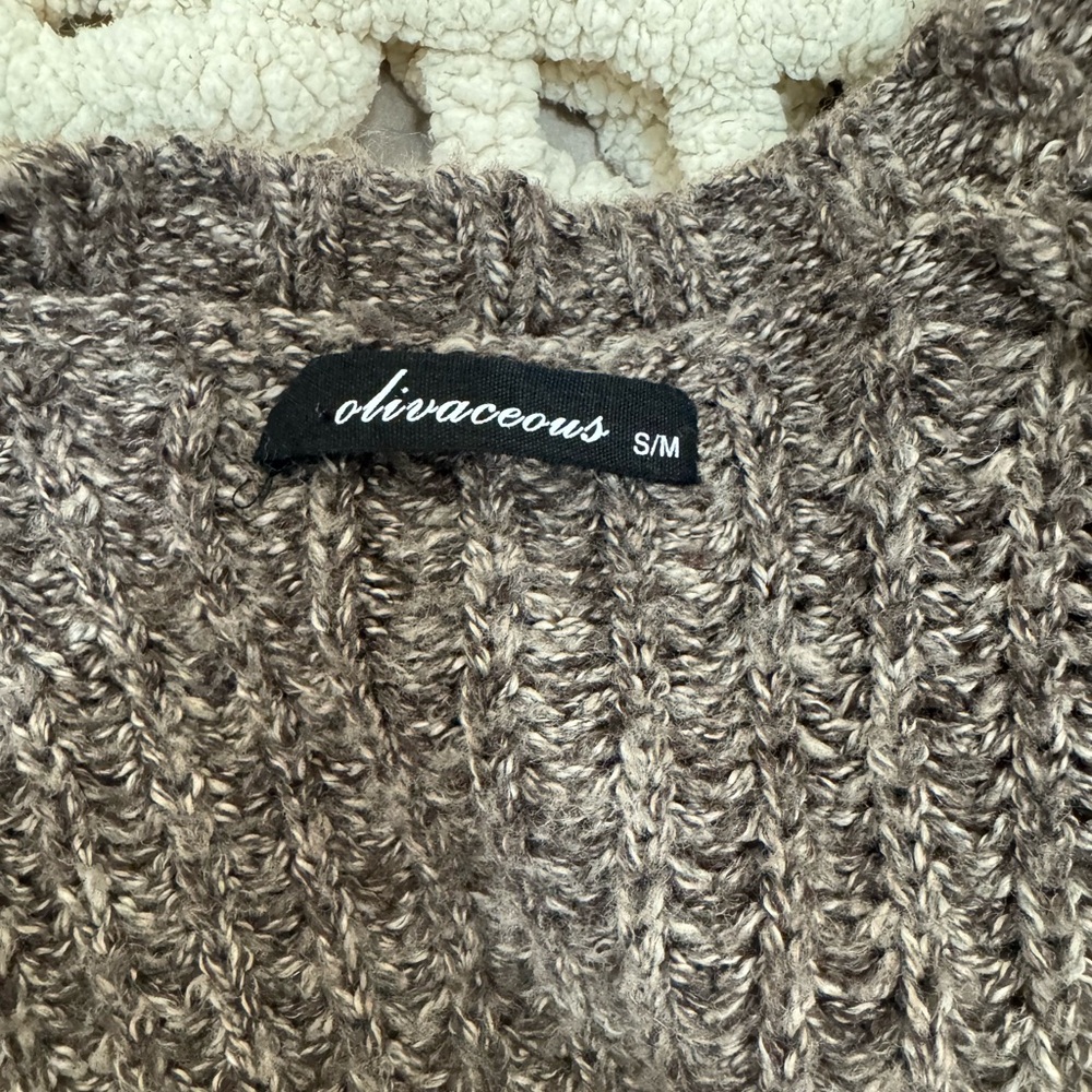 Olivaceous Chunky Ribbed Open-Front Cardigan in Brown - Picture 5 of 5